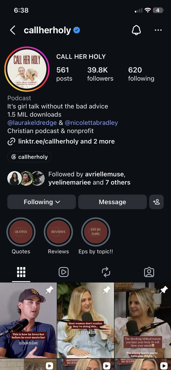 Call Her Holy Instagram profile