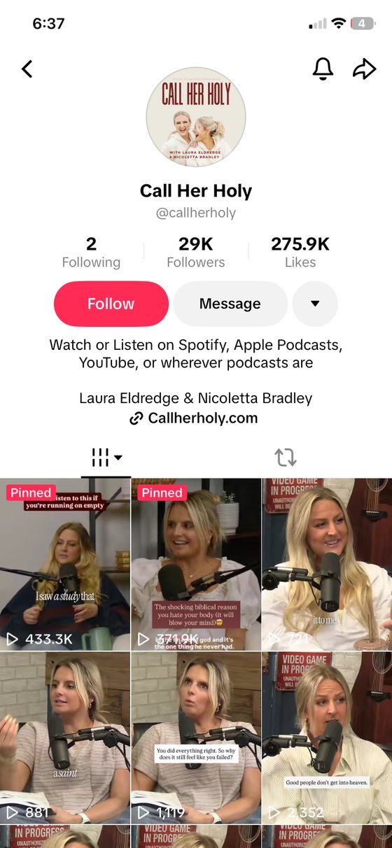 Call Her Holy TikTok profile
